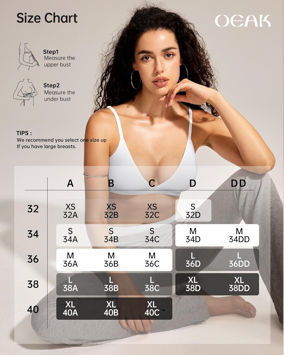 image:imageOEAK Womens Comfortable Triangle Bras No Underwire Sexy Plunge Unlined Bralette Pull On Bra Seamless Everyday Tshirt Bras White XL
