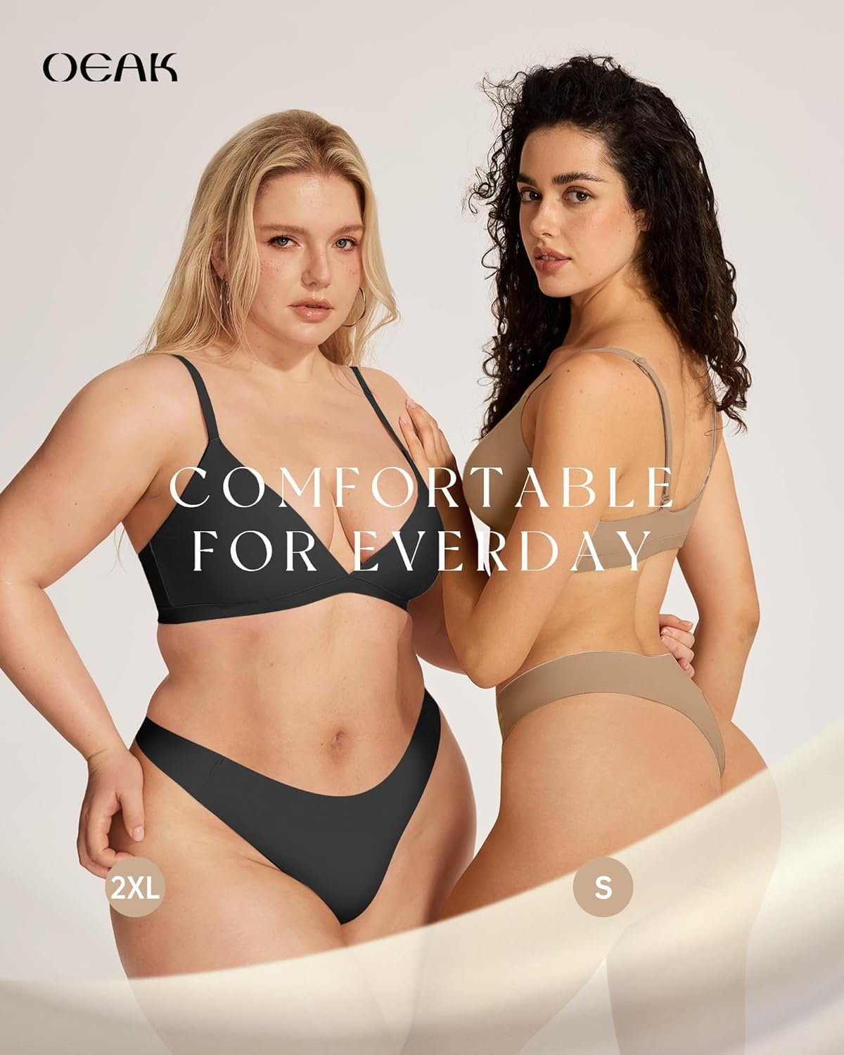 image:imageOEAK Seamless Thongs for Women Invisible Thongs No Show Thong Panty Liners Tangas Comfortable Workout GStrings Underwear3p3skin Nude