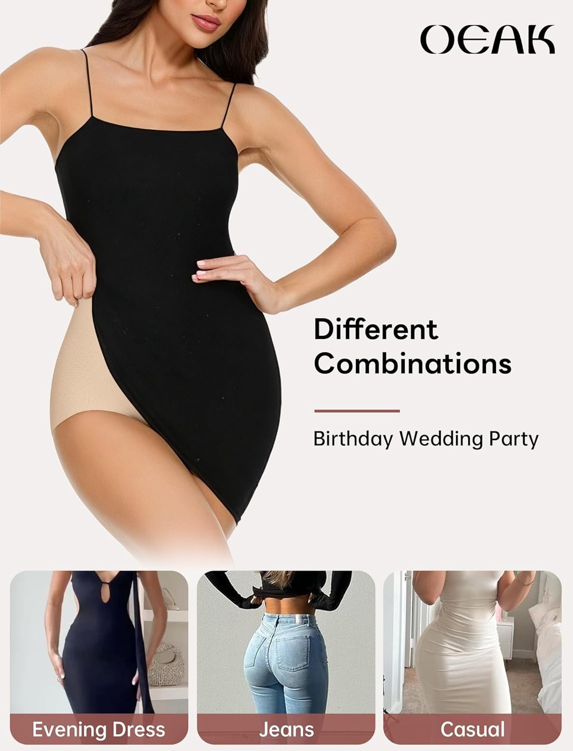 image:imageOEAK Tummy Control Shapewear for Women Seamless Girdle High Waisted Body Shaper Underwear Panty Smooth Under Dress Shapewear Nude Briefs Small