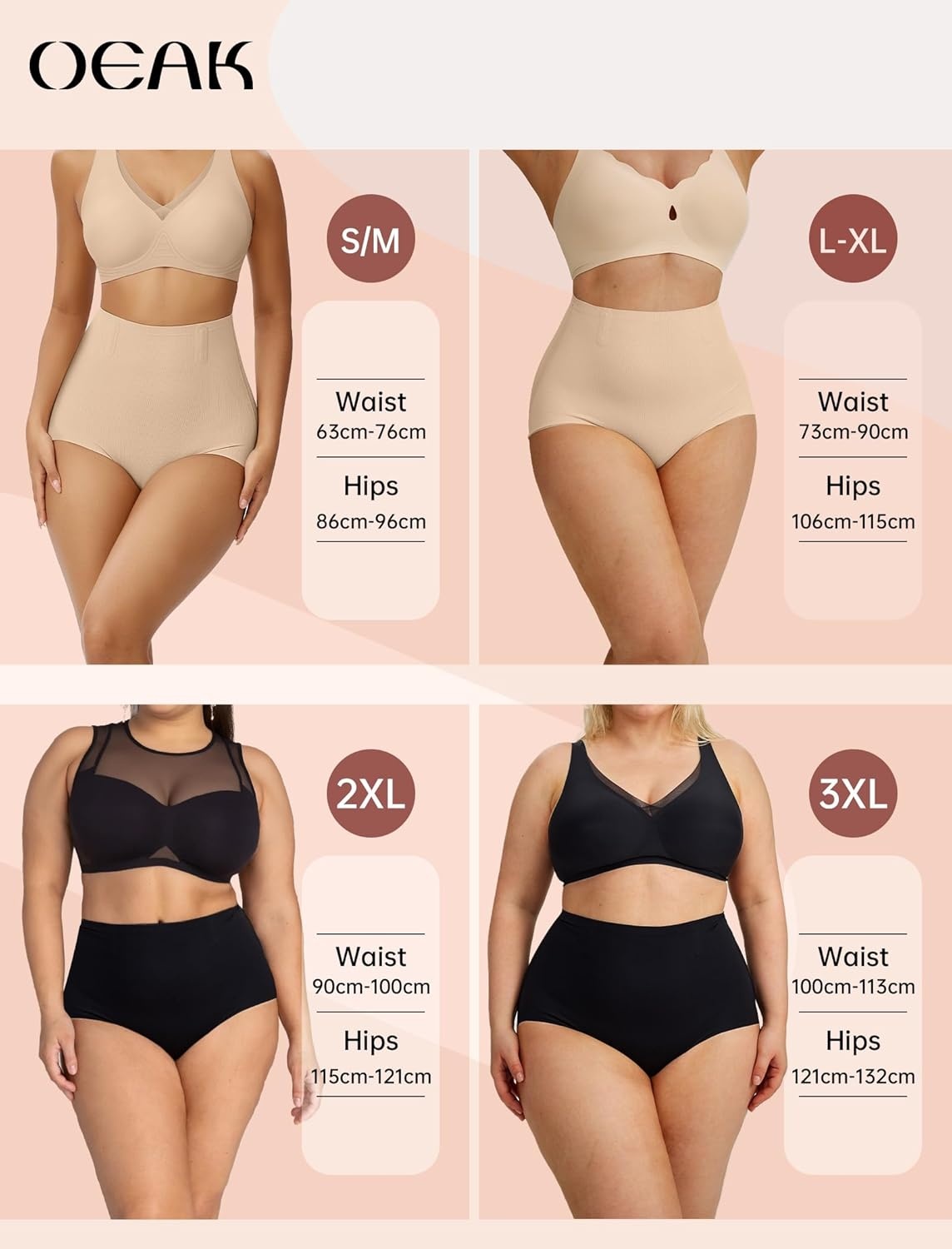 image:imageOEAK Tummy Control Shapewear for Women Seamless Girdle High Waisted Body Shaper Underwear Panty Smooth Under Dress Shapewear Nude Briefs Small