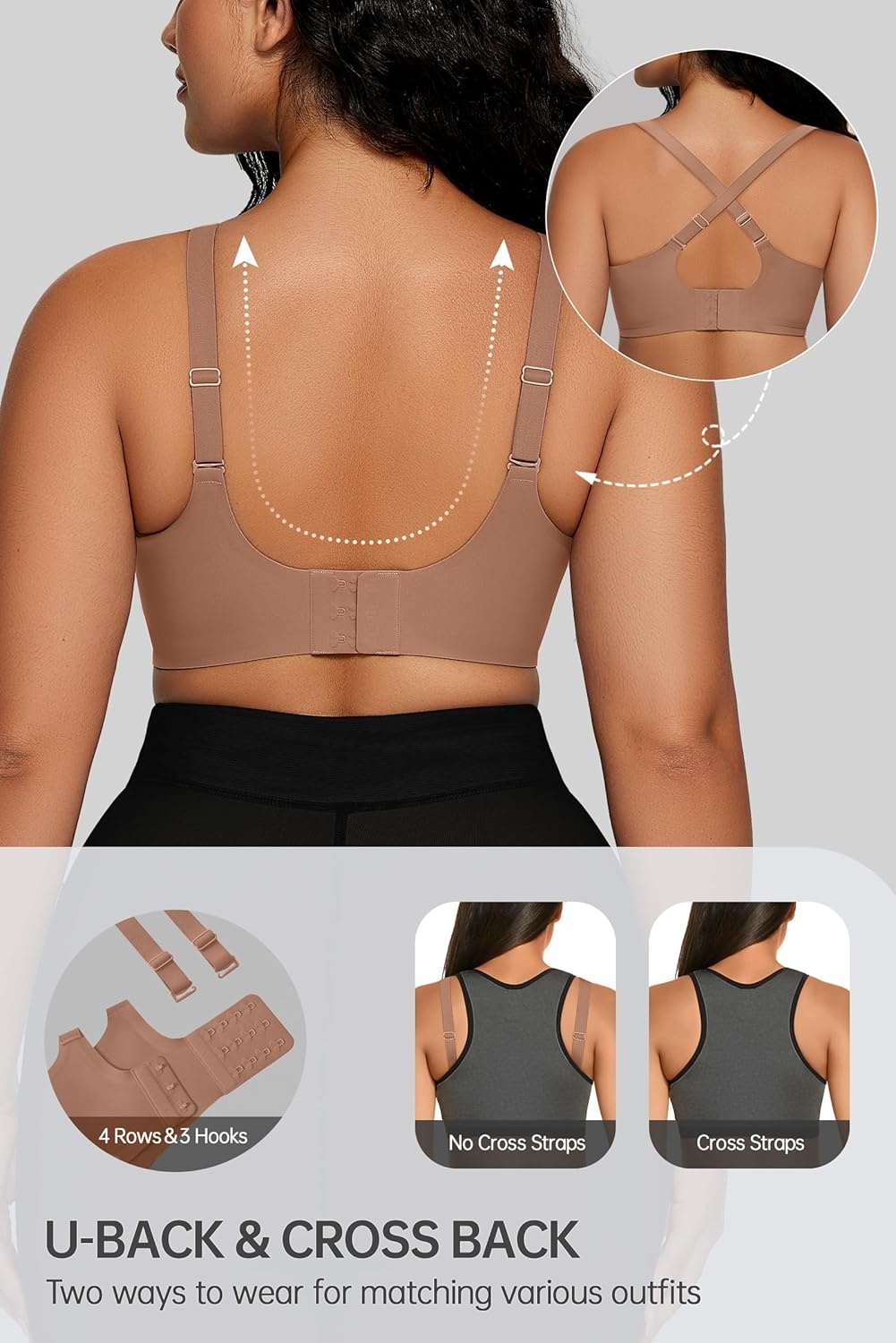 image:imageOEAK Women Comfortable Jelly Bras No Underwire Seamless Full Coverage Bralette Buttery Soft Convertible Everyday Tshirt BraCoffee