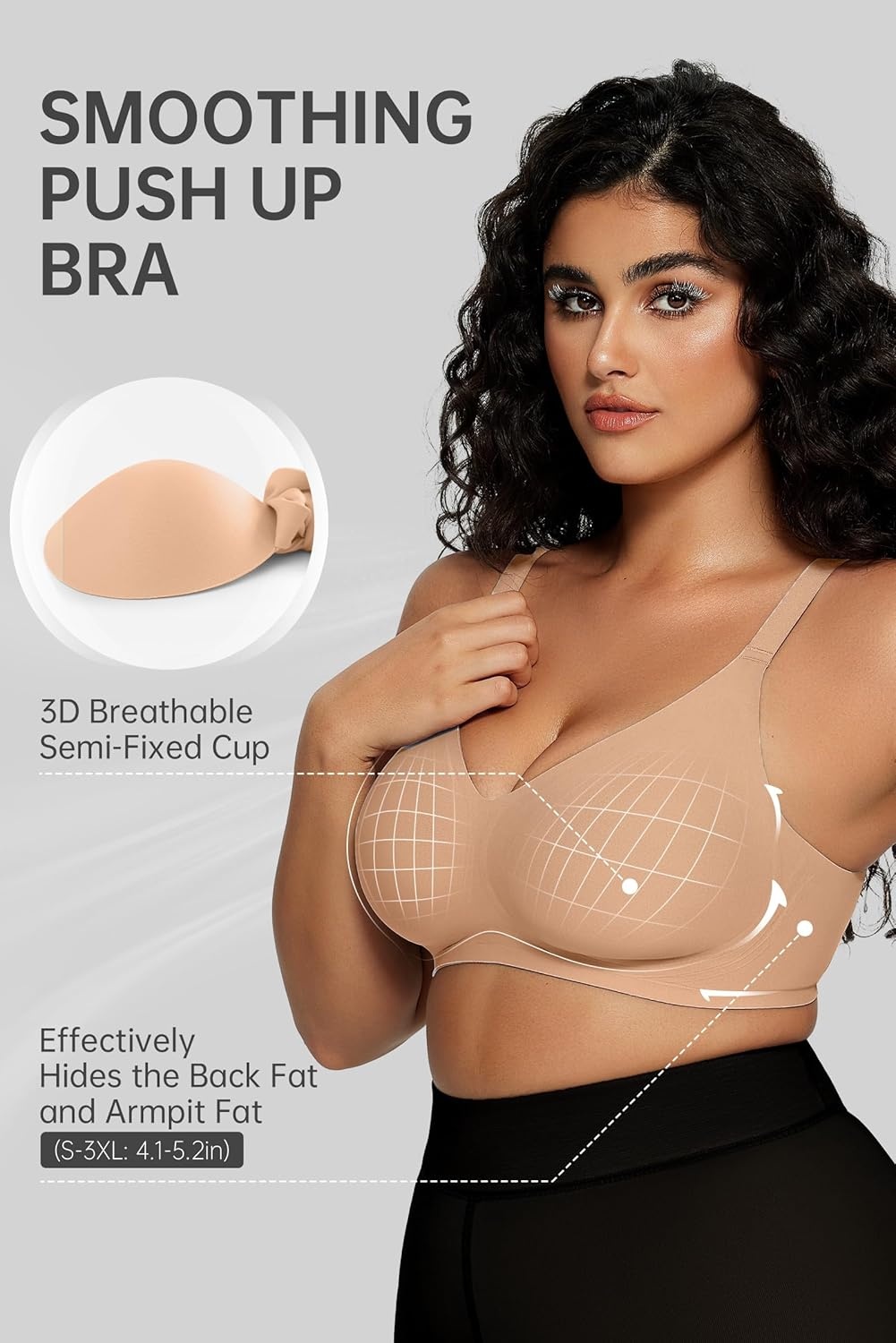 image:imageOEAK Women Comfortable Jelly Bras No Underwire Seamless Full Coverage Bralette Buttery Soft Convertible Everyday Tshirt BraPraline