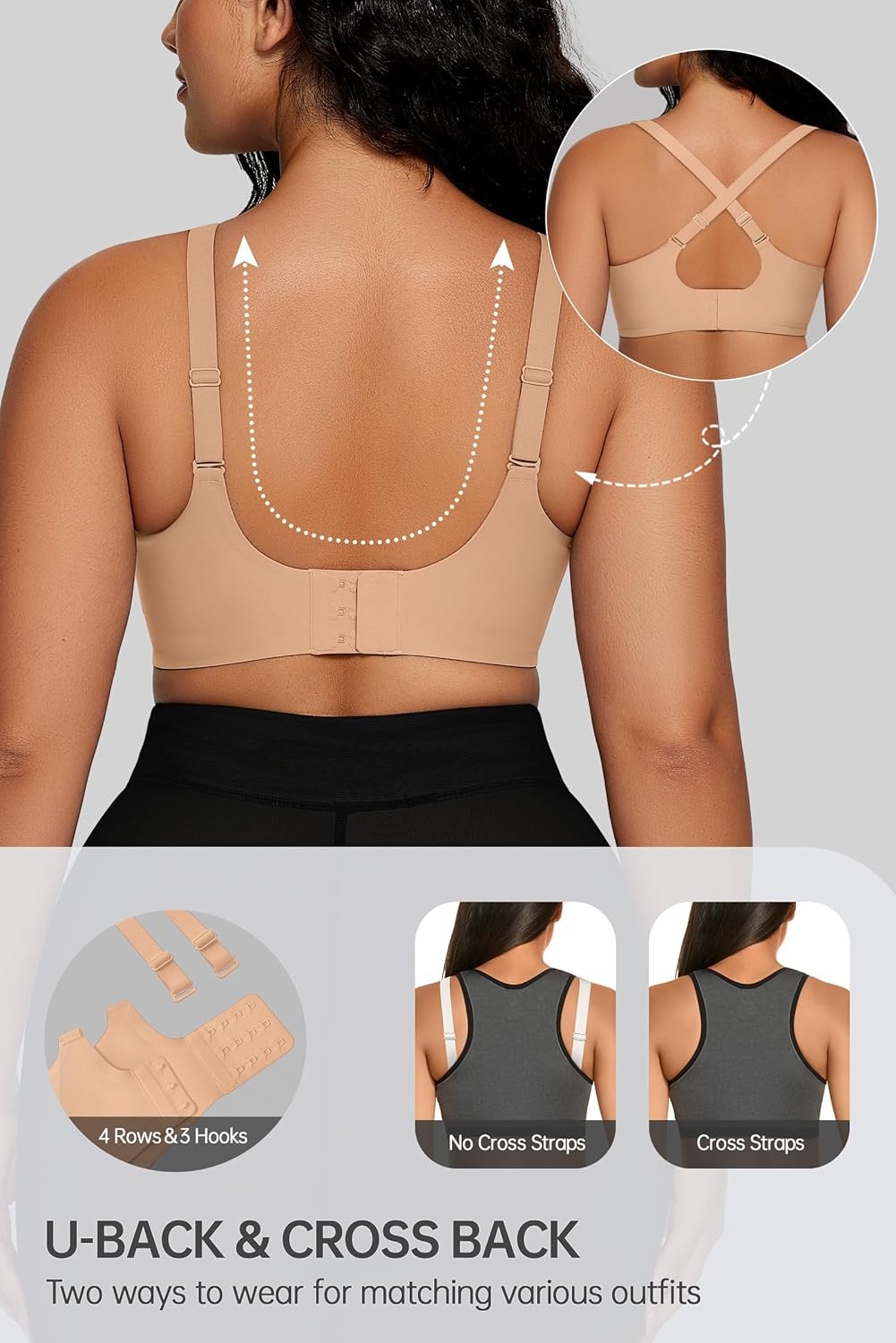 image:imageOEAK Women Comfortable Jelly Bras No Underwire Seamless Full Coverage Bralette Buttery Soft Convertible Everyday Tshirt BraPraline