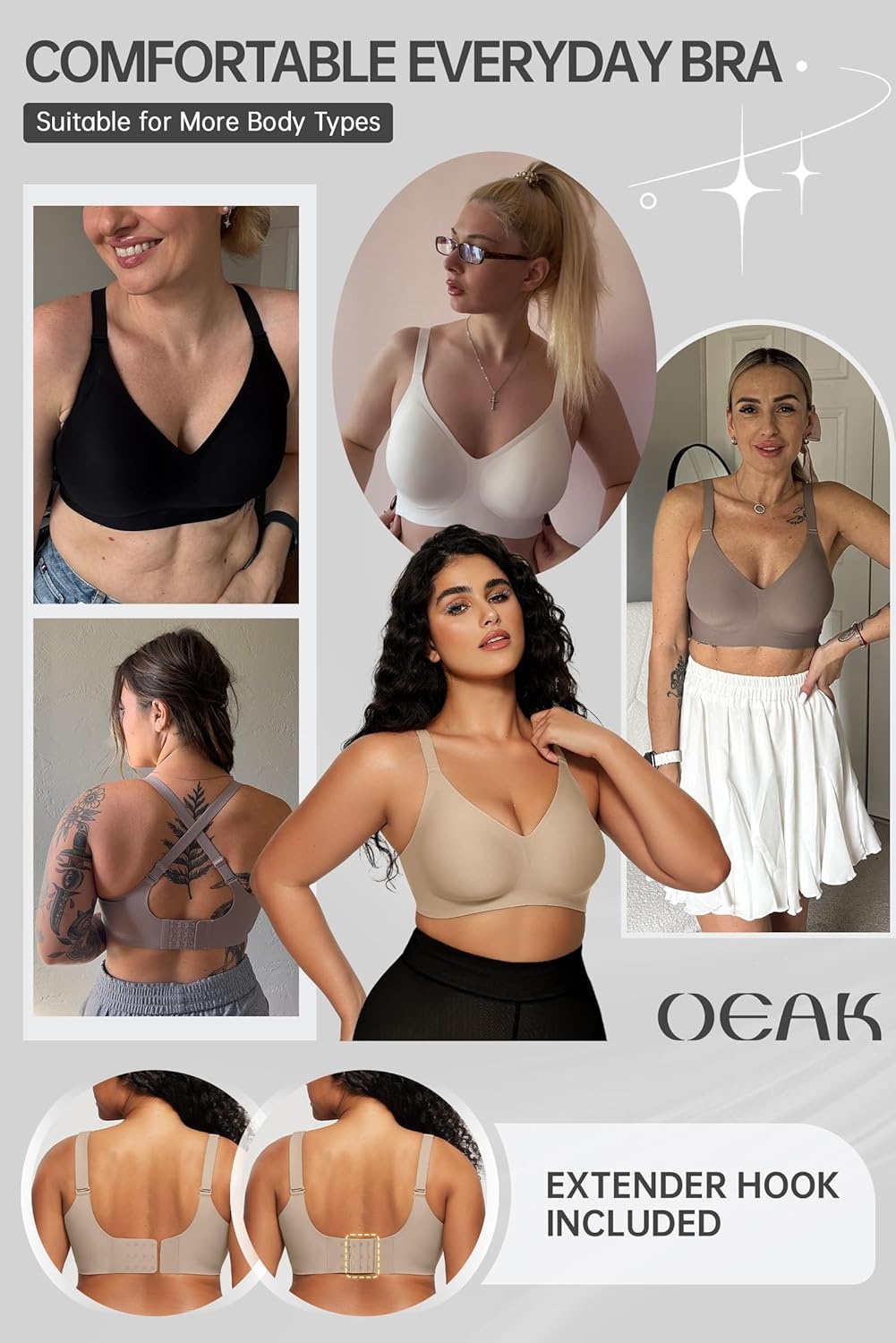 image:imageOEAK Women Comfortable Jelly Bras No Underwire Seamless Full Coverage Bralette Buttery Soft Convertible Everyday Tshirt BraSemolina