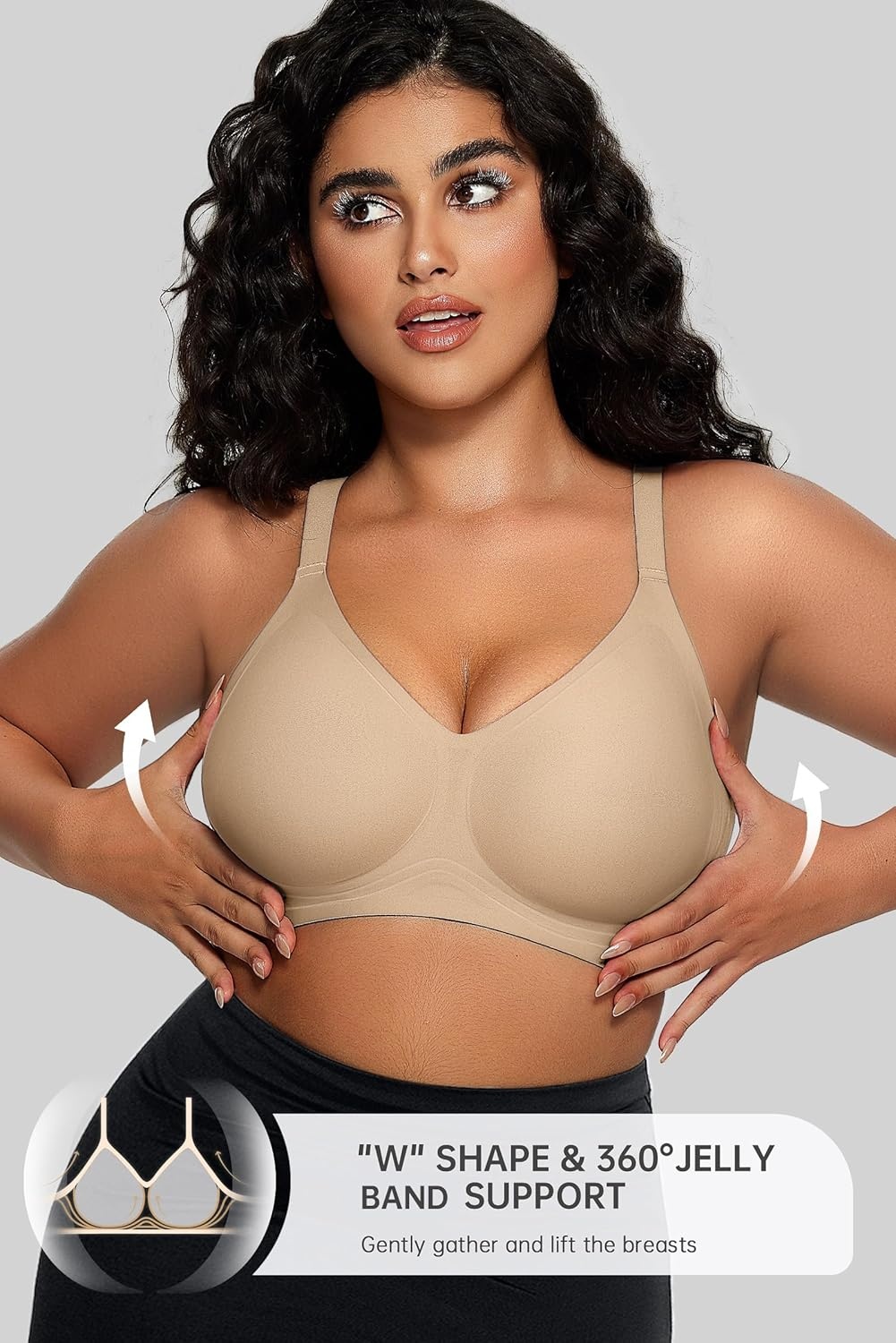 image:imageOEAK Women Comfortable Jelly Bras No Underwire Seamless Full Coverage Bralette Buttery Soft Convertible Everyday Tshirt BraSemolina