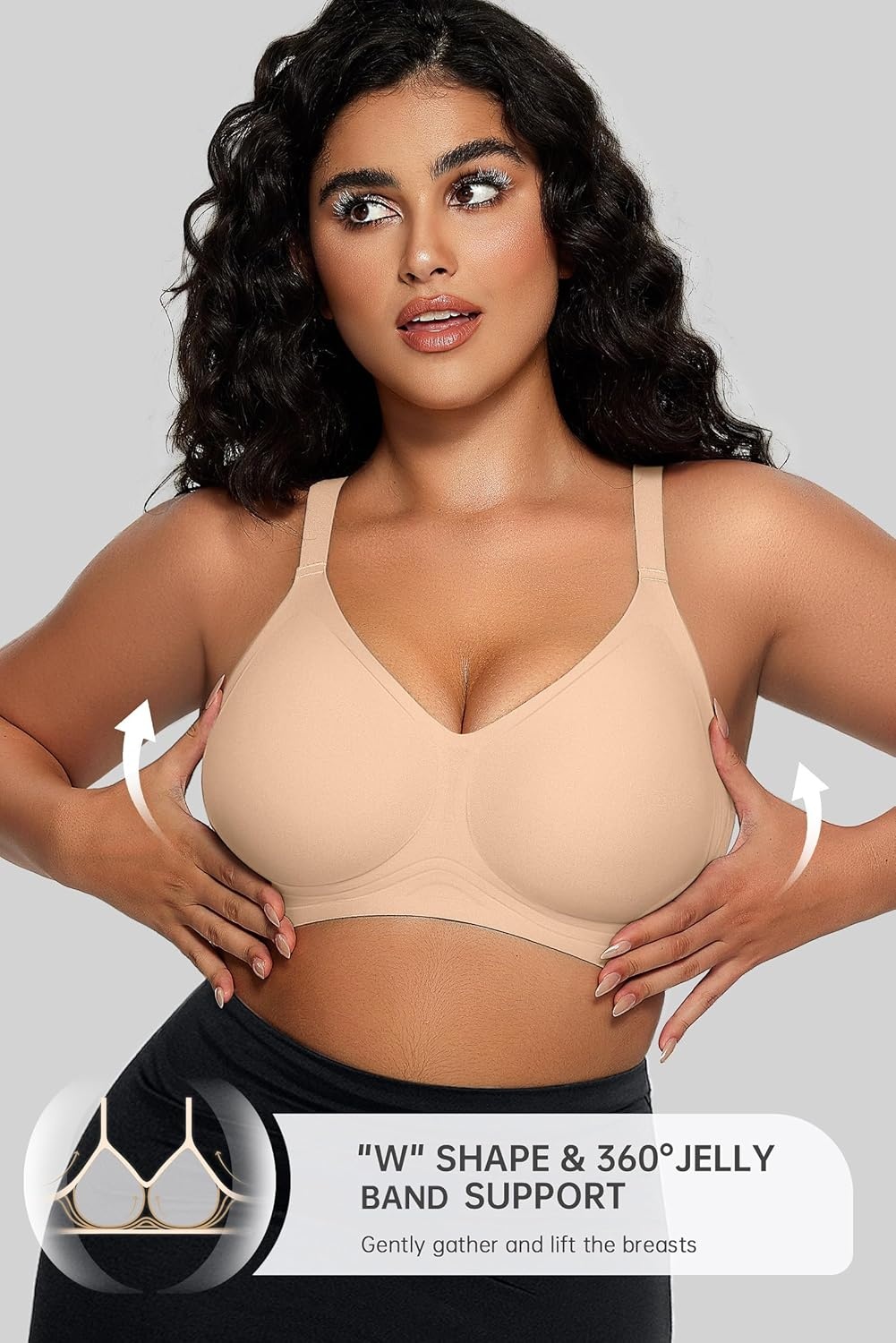 image:imageOEAK Women Comfortable Jelly Bras No Underwire Seamless Full Coverage Bralette Buttery Soft Convertible Everyday Tshirt BraSkin Nude