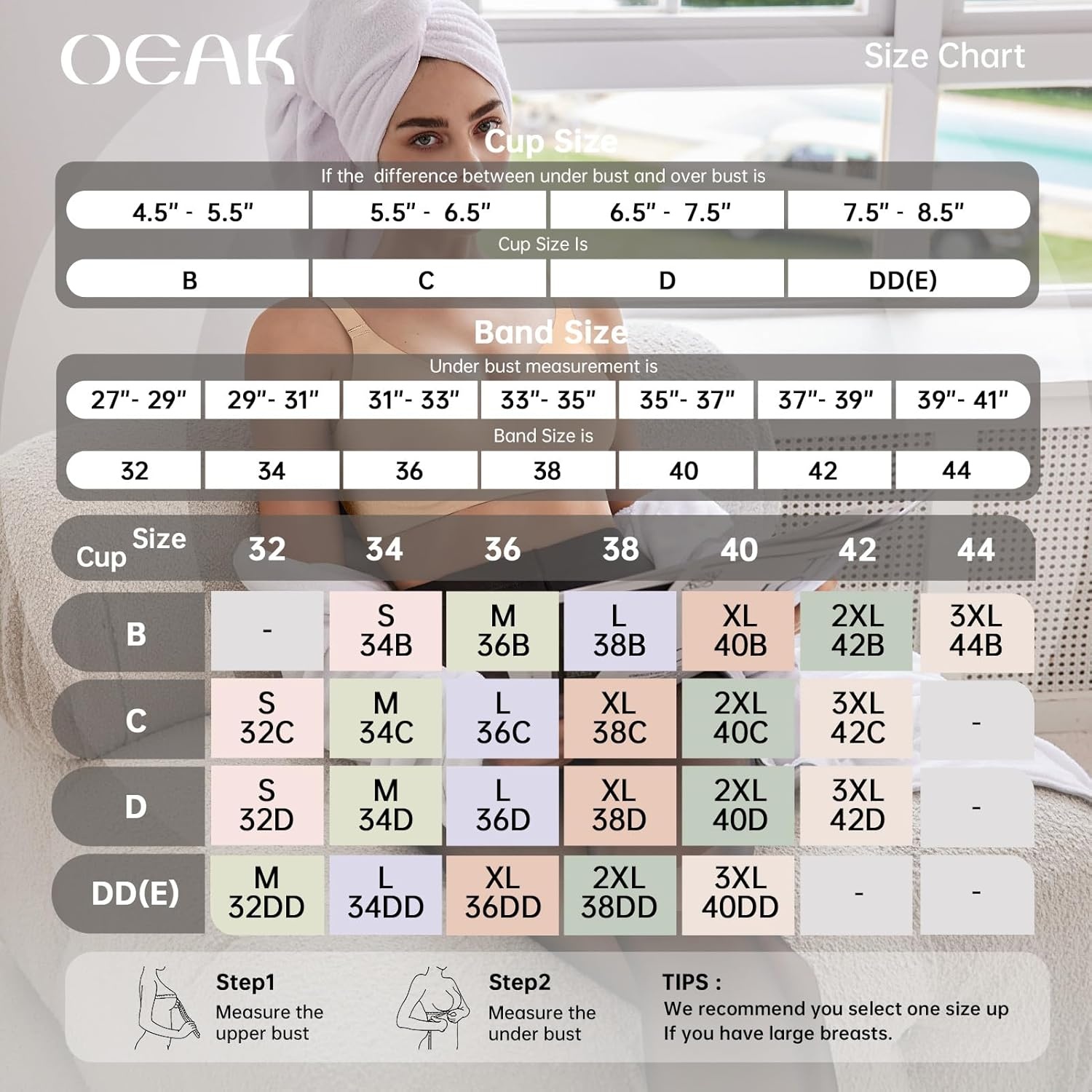 image:imageOEAK Women Comfortable Jelly Bras No Underwire Seamless Full Coverage Bralette Buttery Soft Convertible Everyday Tshirt BraSkin Nude