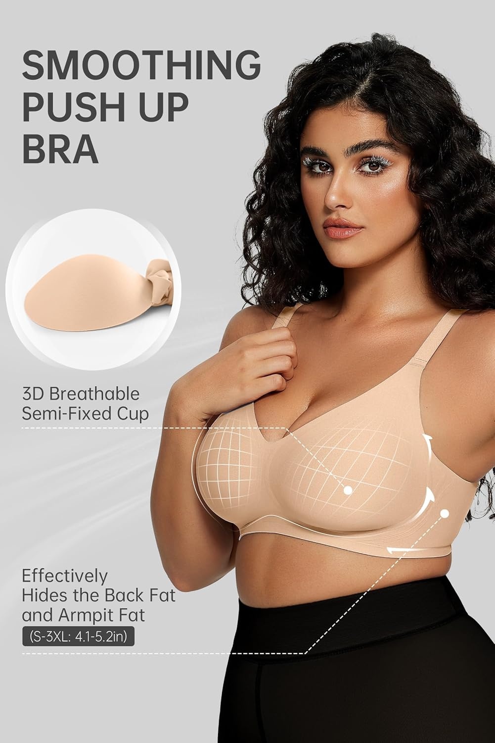 image:imageOEAK Women Comfortable Jelly Bras No Underwire Seamless Full Coverage Bralette Buttery Soft Convertible Everyday Tshirt BraSkin Nude