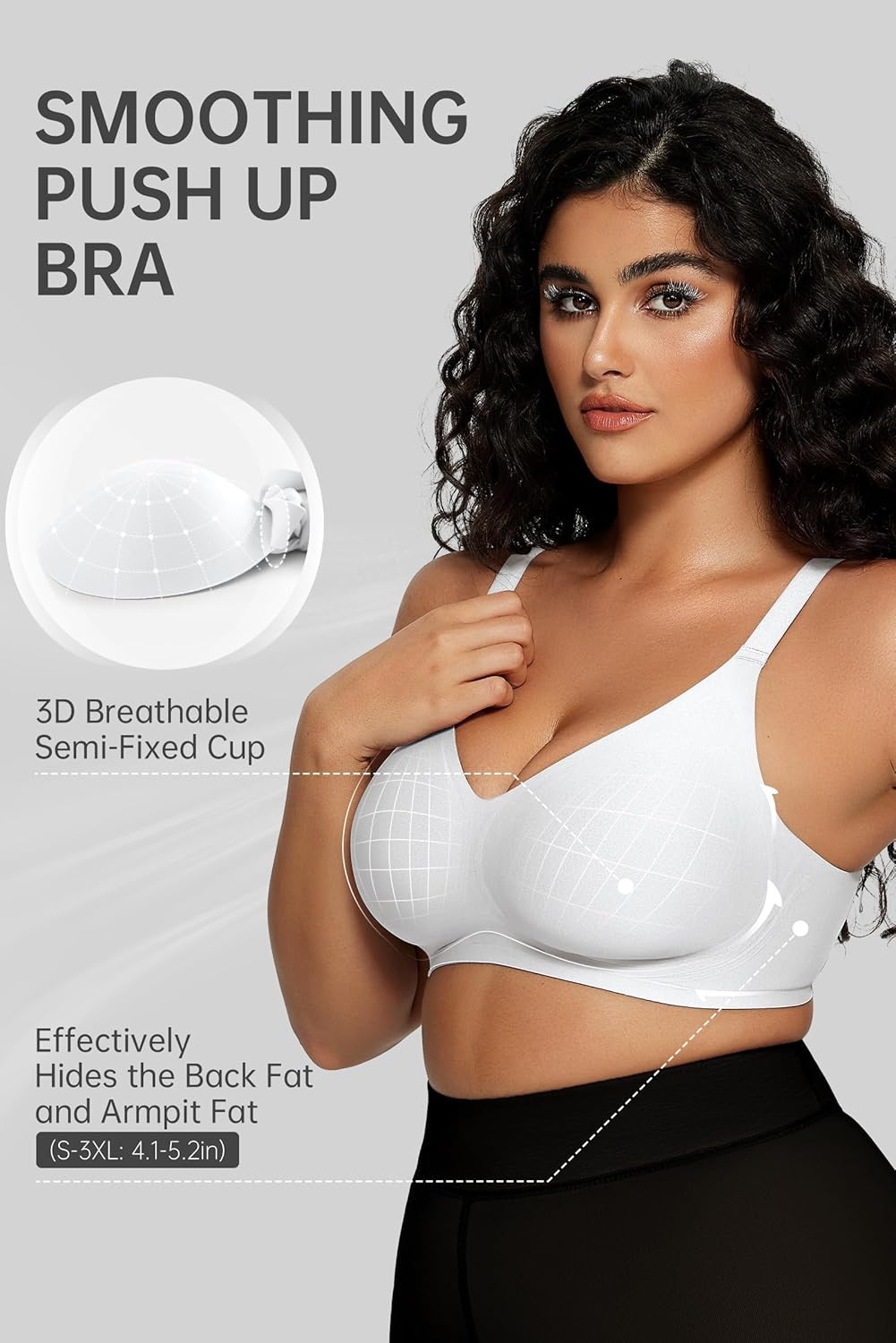 image:imageOEAK Women Comfortable Jelly Bras No Underwire Seamless Full Coverage Bralette Buttery Soft Convertible Everyday Tshirt BraWhite