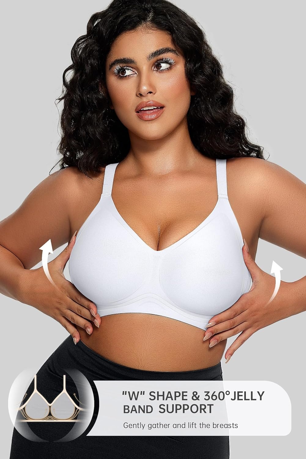 image:imageOEAK Women Comfortable Jelly Bras No Underwire Seamless Full Coverage Bralette Buttery Soft Convertible Everyday Tshirt BraWhite