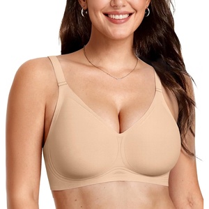 image:imageOEAK Women Comfortable Jelly Bras No Underwire Seamless Full Coverage Bralette Buttery Soft Convertible Everyday Tshirt BraSkin Nude