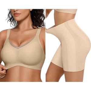 image:imageOEAK Womens Wireless Bras V Mesh Comfortable Semolina amp Tummy Control Shapewear Nude S