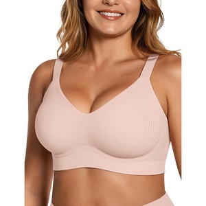 image:imageOEAK Womens Wireless Seamless Bras Jelly Full Coverage Supportive Bra Push Up Plus Size Everyday Bra Comfortable Tshirt BrasPink
